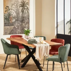 Fabrique de Styles Table De Salle À Manger*Table de repas en acacia et pieds en fer noir 180x90cm - Brooklyn