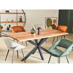 Fabrique de Styles Table De Salle À Manger*Table de repas en acacia et pieds en fer noir 180x90cm - Brooklyn