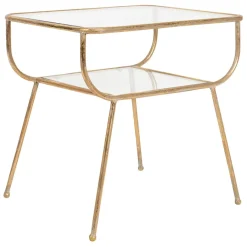 Fabrique de Styles Bouts De Canapé Et Tables D'appoint*Table d'appoint en fer e et verre - Eluminea H52cm