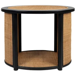 Fabrique de Styles Bouts De Canapé Et Tables D'appoint*Table d'appoint en rotin et sapin naturel et noir - Balamea