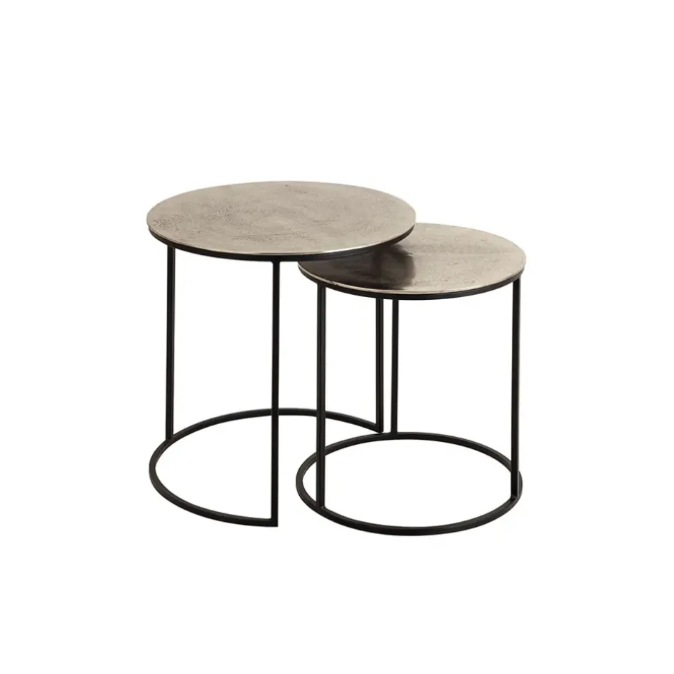 Fabrique de Styles Bouts De Canapé Et Tables D'appoint*Table d'appoint gigogne (x2) en fer argent - Felia