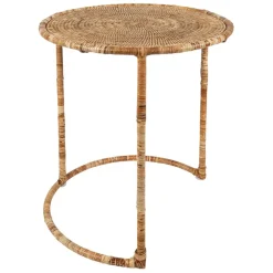 Fabrique de Styles Bouts De Canapé Et Tables D'appoint*Table gigogne rond par 2 en fer et rotin 50x50cm - Pasil