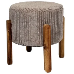 Fabrique de Styles Poufs Et Tabourets*Tabouret en tissu côtelé et bois d'acacia - Scarlett
