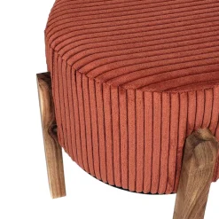 Fabrique de Styles Poufs Et Tabourets*Tabouret en tissu côtelé et bois d'acacia - Scarlett