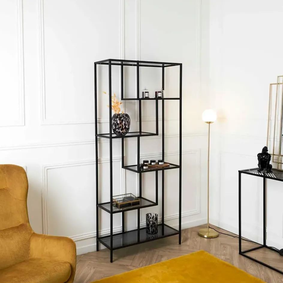 Fabrique de Styles Bibliothèques Et Étagères*Étagère en métal verre fumé h180cm - Edgard