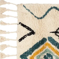 Fabrique de Styles Tapis*Tapis karres naturel et bleu 70x145cm