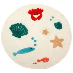 Enfant Fabrique de Styles Déco*Tapis rond en coton tufté d92cm - Océan