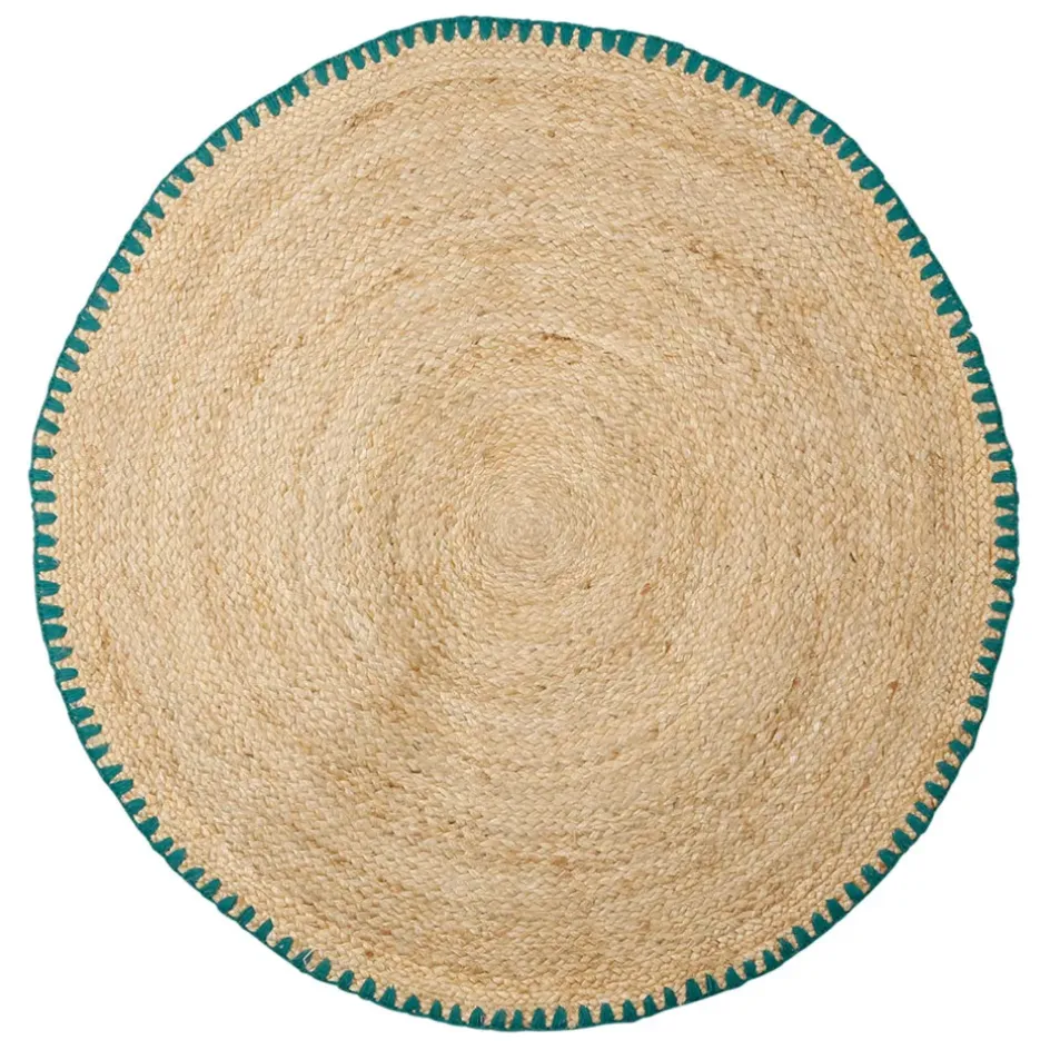 Fabrique de Styles Tapis*Tapis rond en jute et coton d100cm - Patchuca