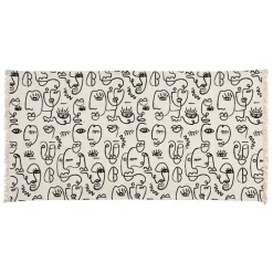 Fabrique de Styles Tapis*Tapis visage écru et noir 140x70cm - terre brulée