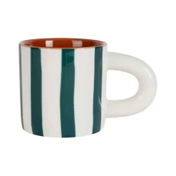 Fabrique de Styles Tasses Et Mugs*Tasse à café en grès rayée émeraude et blanc 17cl - Alaria