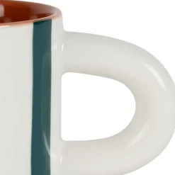 Fabrique de Styles Tasses Et Mugs*Tasse à café en grès rayée émeraude et blanc 17cl - Alaria