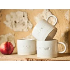 Fabrique de Styles Tasses Et Mugs*Tasse à thé maman en grès écru moucheté 30cl