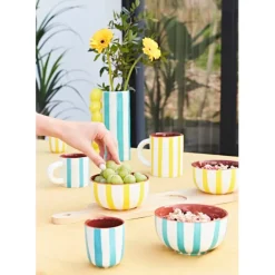 Fabrique de Styles Tasses Et Mugs*Tasse en grès rayée et blanc 10cl - Alaria