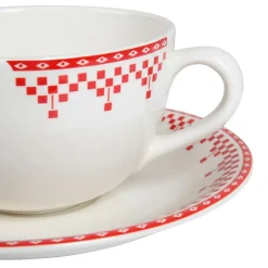 Fabrique de Styles Tasses Et Mugs*Tasse et sous-tasse en faïence damier - campagne