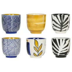 Fabrique de Styles Tasses Et Mugs*Tasses (x6) arty folk bleu 15cl en gres