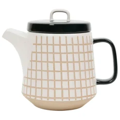 Fabrique de Styles Théières Et Cafetières*Theiere en grès banc et beige - courba