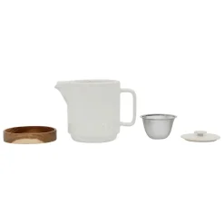 Fabrique de Styles Théières Et Cafetières*Théière avec filtre moucheté 1.15l en grès et dessous en bois - nordika