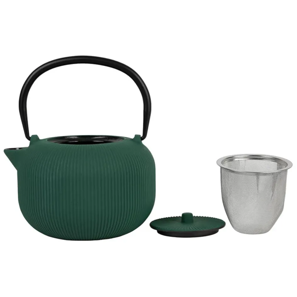 Fabrique de Styles Théières Et Cafetières*Théière en fonte émeraude avec filtre 1L - Tresse