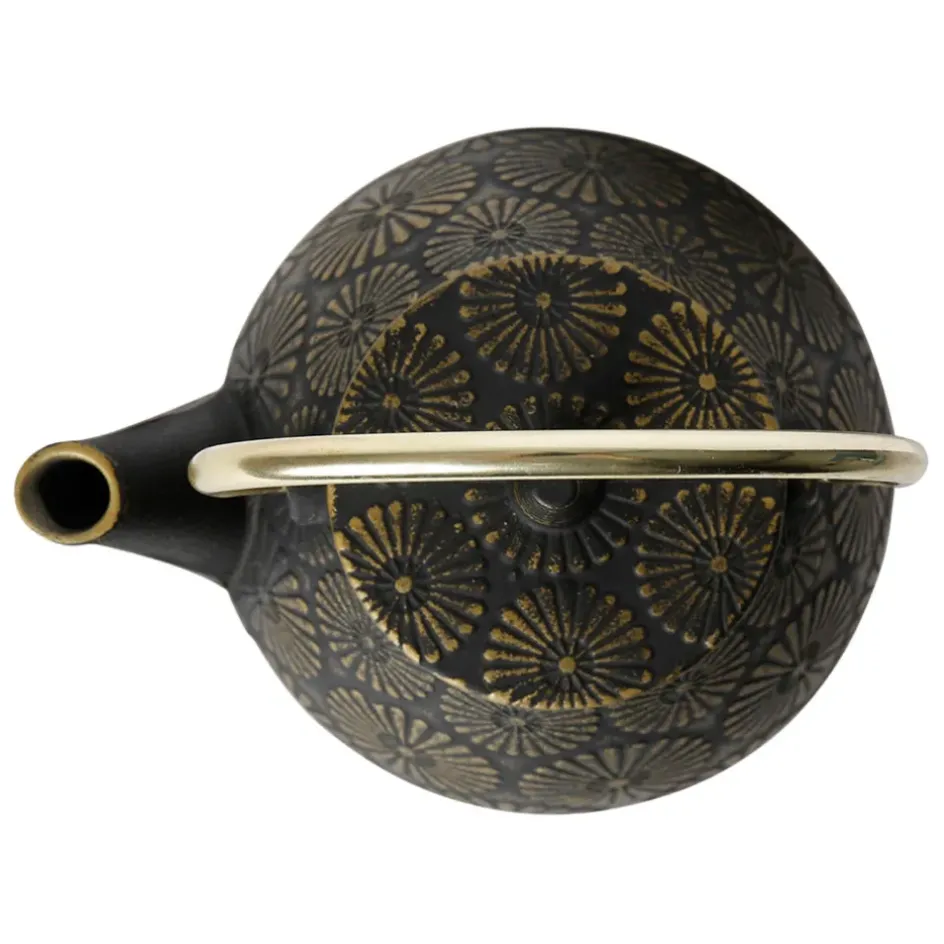 Fabrique de Styles Théières Et Cafetières*Théière en fonte noir et doré - Lotus