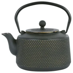 Fabrique de Styles Théières Et Cafetières*Théière en fonte noir et doré et filtre inox 1.6l - Point