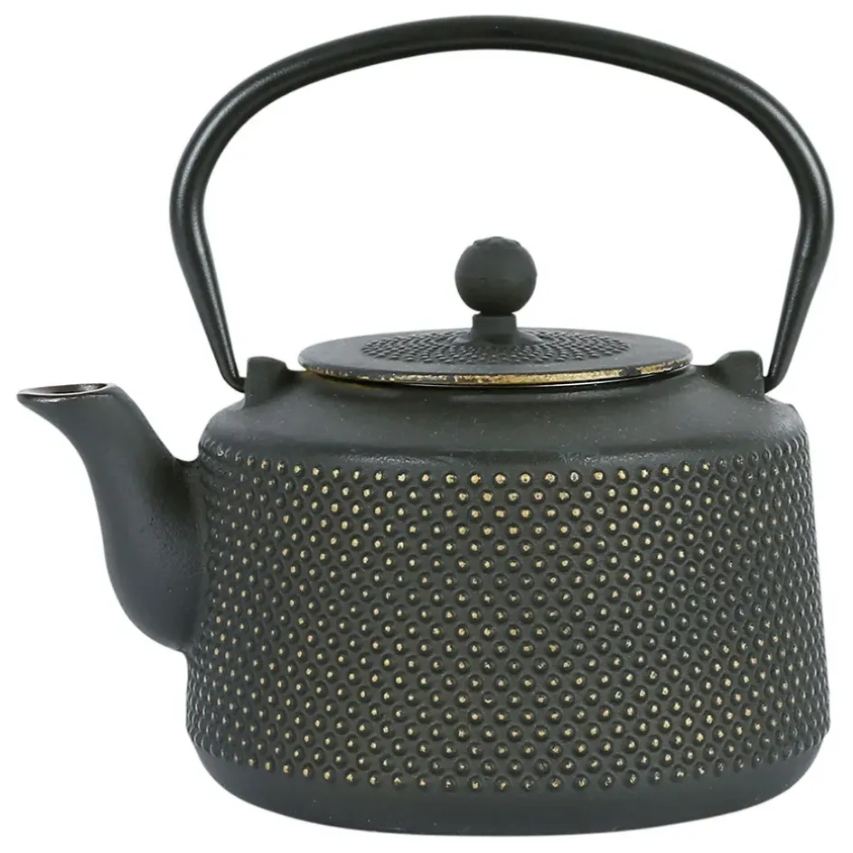 Fabrique de Styles Théières Et Cafetières*Théière en fonte noir et doré et filtre inox 1.6l - Point