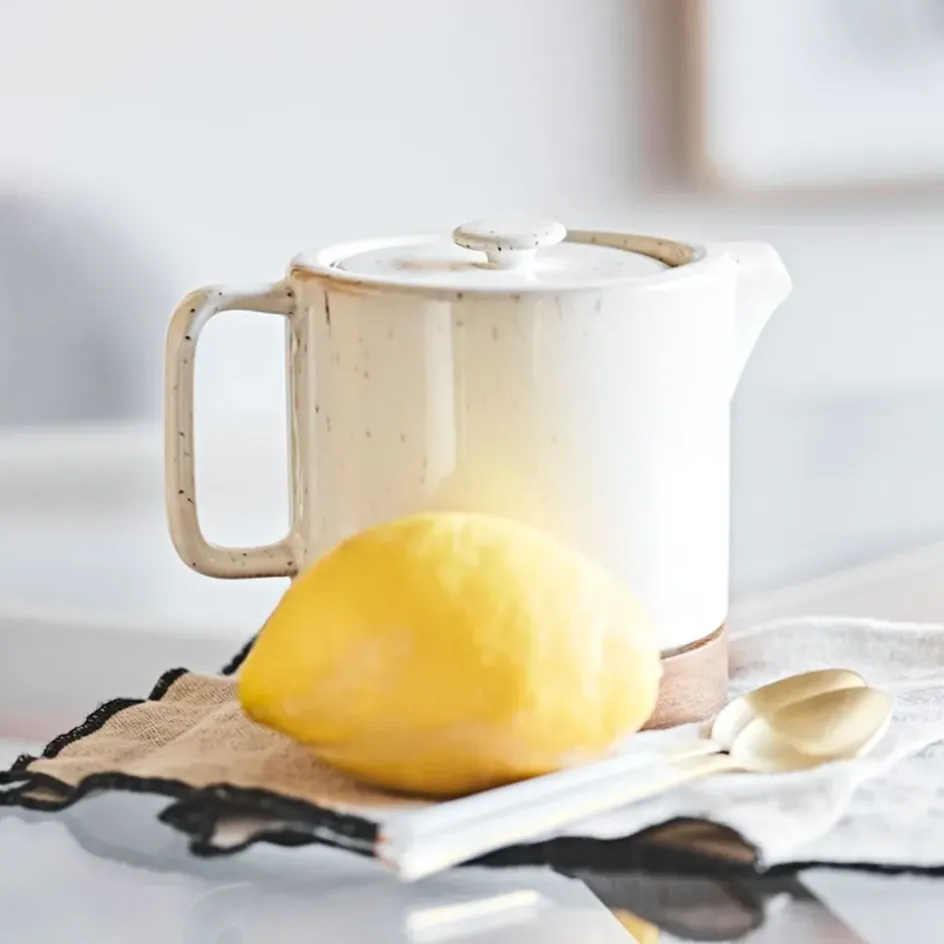 Fabrique de Styles Théières Et Cafetières*Théière en grès moucheté et bois avec filtre - nordika