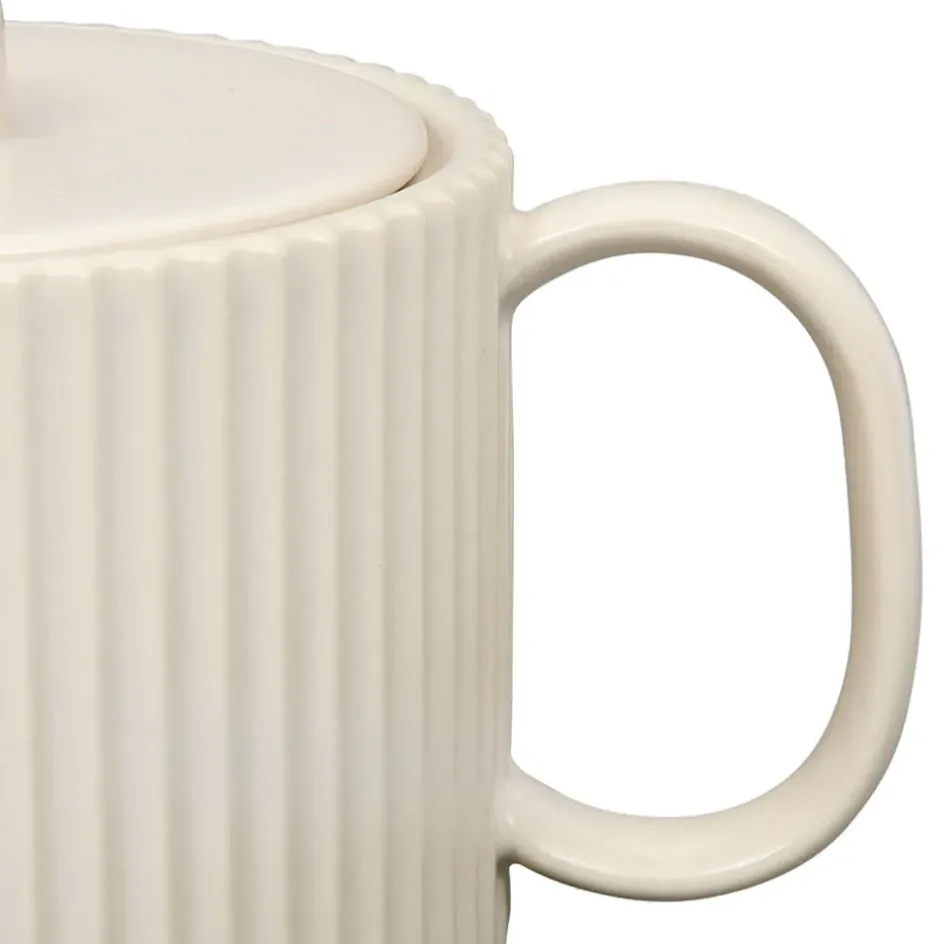 Fabrique de Styles Théières Et Cafetières*Théière en grès écru et filtre en inox 1l - Sweet Leaves