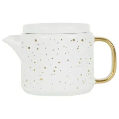 Fabrique de Styles Théières Et Cafetières*Théière en grès mat blanc et doré 60cl - Astre