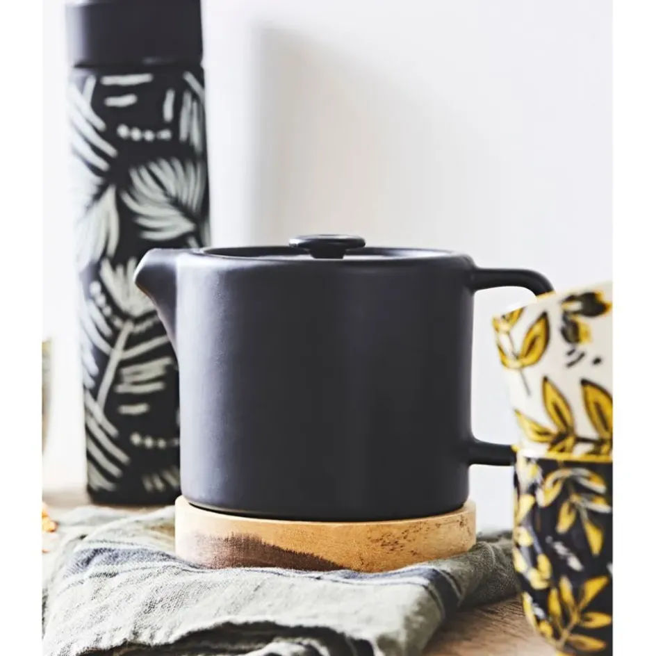 Fabrique de Styles Théières Et Cafetières*Théière en grès mat et bois avec filtre - nordika