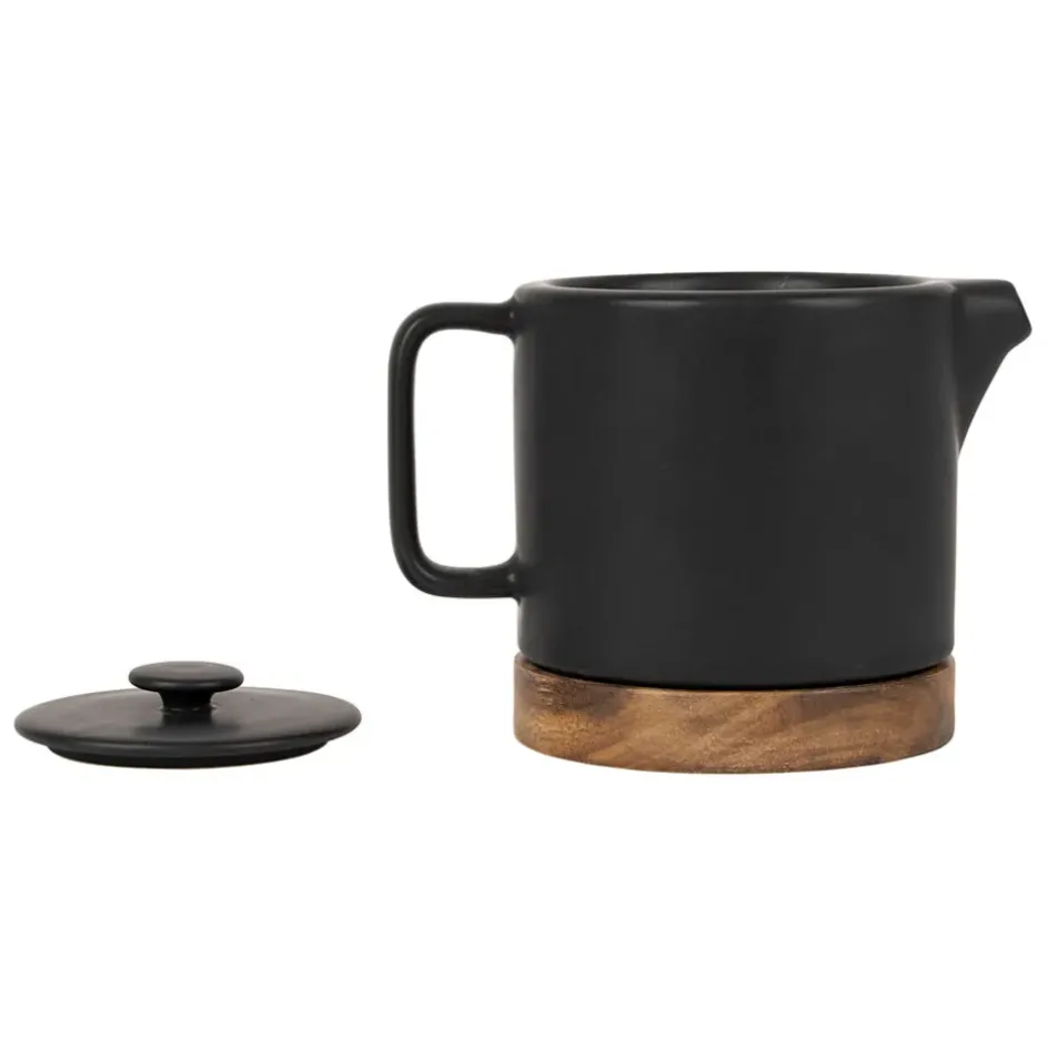 Fabrique de Styles Théières Et Cafetières*Théière en grès mat et bois avec filtre - nordika