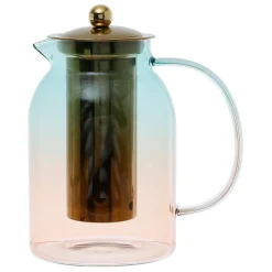 Fabrique de Styles Théières Et Cafetières*Théière en verre borosilicate émeraude et corail 1.5l - Funny