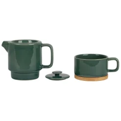 Fabrique de Styles Théières Et Cafetières*Théière égoïste en grès et acacia émeraude 45cl - Nordika