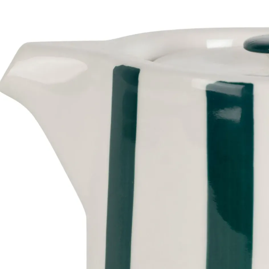 Fabrique de Styles Théières Et Cafetières*Théière rayée en grès émeraude et blanc avec filtre 1l - Alaria