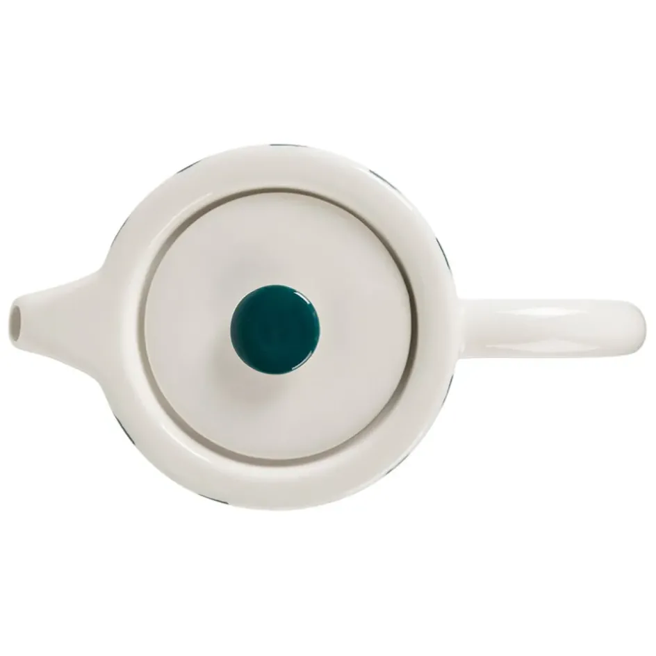 Fabrique de Styles Théières Et Cafetières*Théière rayée en grès émeraude et blanc avec filtre 1l - Alaria