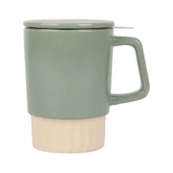 Fabrique de Styles Tasses Et Mugs*Tisanière avec filtre en grès 40cl - cannelé