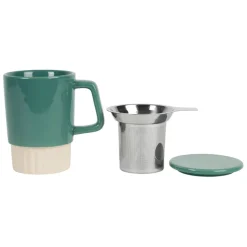 Fabrique de Styles Tasses Et Mugs*Tisanière en grès et inox émeraude 40cl - Cannelé