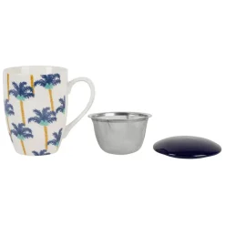 Fabrique de Styles Tasses Et Mugs*Tisanière en porcelaine palmier blanc et avec filtre inox 37.5cl - Mocoa