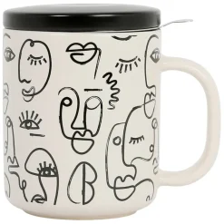 Fabrique de Styles Tasses Et Mugs*Tisanière visage en grès avec filtre 45cl -terre brulée