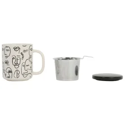 Fabrique de Styles Tasses Et Mugs*Tisanière visage en grès avec filtre 45cl -terre brulée