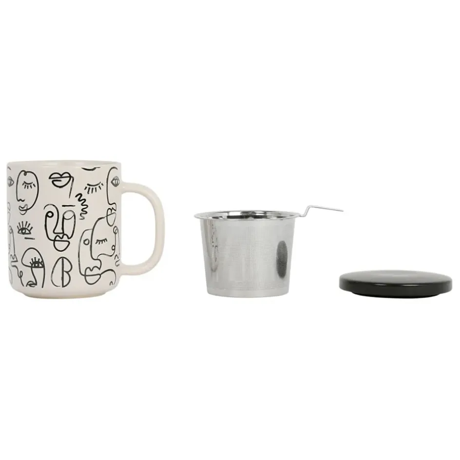 Fabrique de Styles Tasses Et Mugs*Tisanière visage en grès avec filtre 45cl -terre brulée