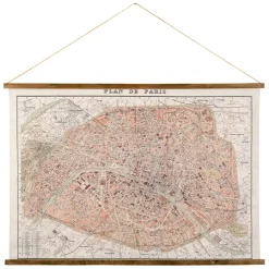 Fabrique de Styles Tableaux Et Toiles*Toile plan de Paris en tissu et sapin 125x86cm