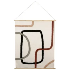 Fabrique de Styles Tableaux Et Toiles*Toile tuftée écru, et sauge en coton -terre brulee