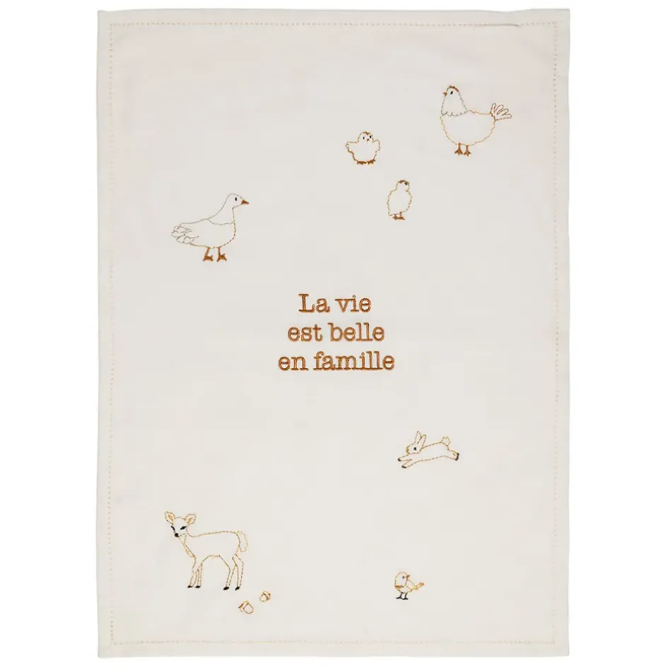 Fabrique de Styles Torchons, Tabliers Et Maniques*Torchon en coton écru et brun 70x50cm - La Ferme