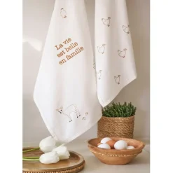 Fabrique de Styles Torchons, Tabliers Et Maniques*Torchon en coton écru 70x50cm - La Ferme