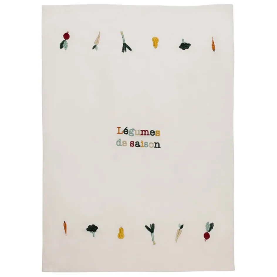 Fabrique de Styles Torchons, Tabliers Et Maniques*Torchon saison en coton écru 70x50cm - P'tit Legumes
