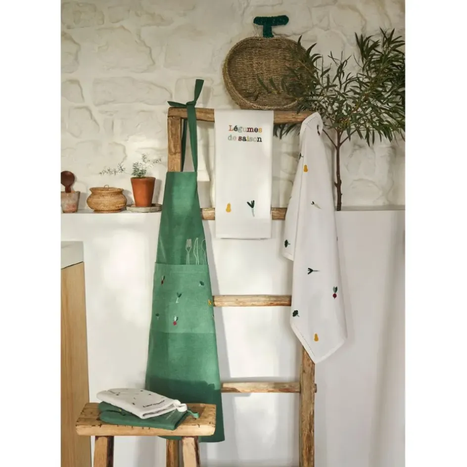 Fabrique de Styles Torchons, Tabliers Et Maniques*Torchon saison en coton écru 70x50cm - P'tit Legumes
