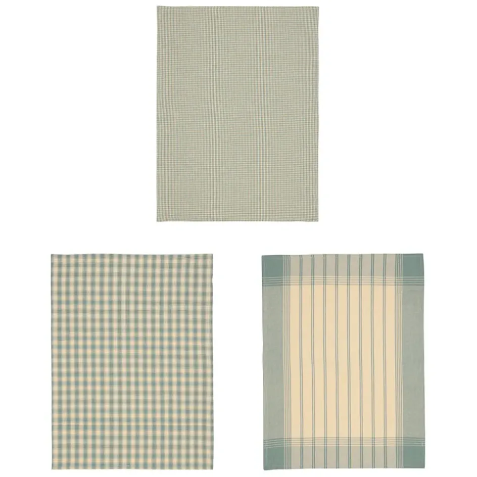 Fabrique de Styles Torchons, Tabliers Et Maniques*Torchons x3 en coton vichy et rayé 50x70cm - Campagne