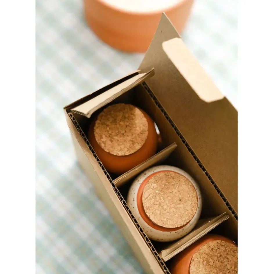 Fabrique de Styles Accessoires*Trio mini diffuseur d'eau en argile : 2 terracotta et 1 blanc graine - Olla