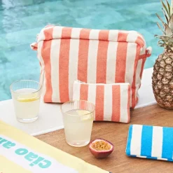 Fabrique de Styles Pochettes Et Housses*Trousse de toilette en coton rayée et blanc - Palma