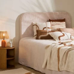 Fabrique de Styles Têtes De Lit Et Paravents*Tête de lit en tissu côtelé et hévéa écru 140x100cm - Minimal